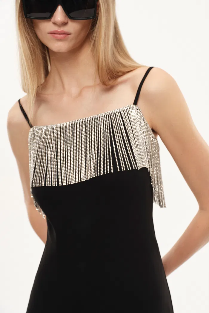 Nocturne Embellished Slip Dress in Viscose Acetate Blend - Image 4