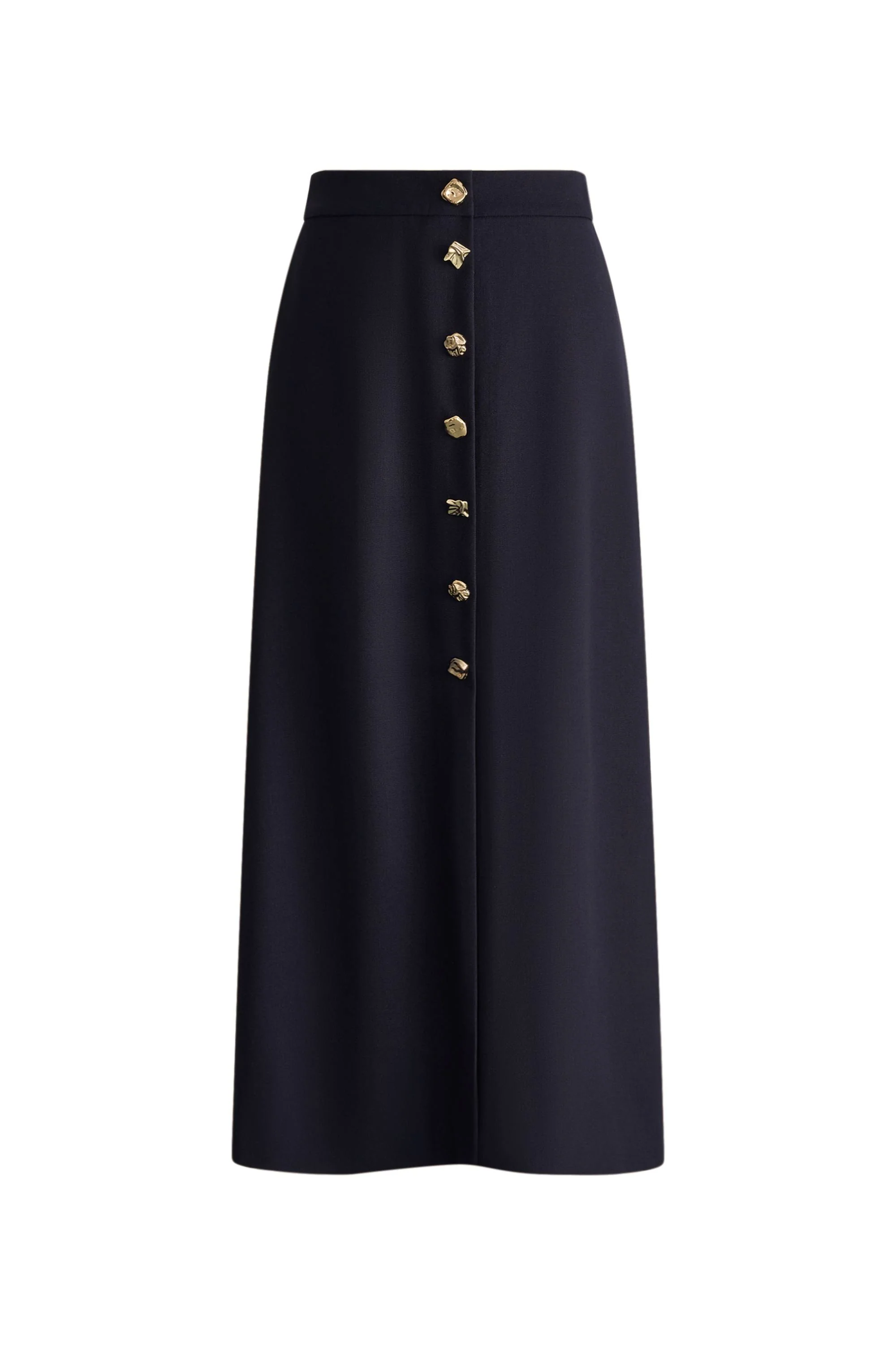 Nora Buttoned Up A-Line Skirt in Australian Merino Wool - Image 7
