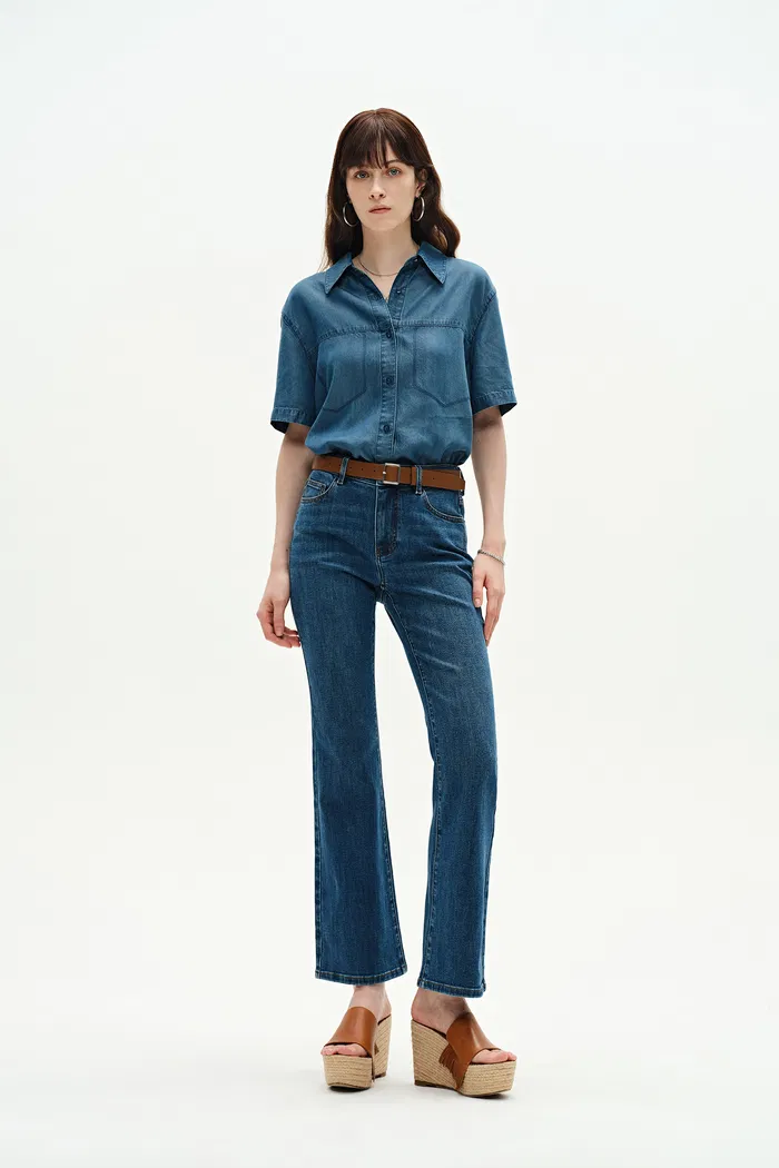 Nora Cropped Flare Jeans in Stretch Denim - Image 2