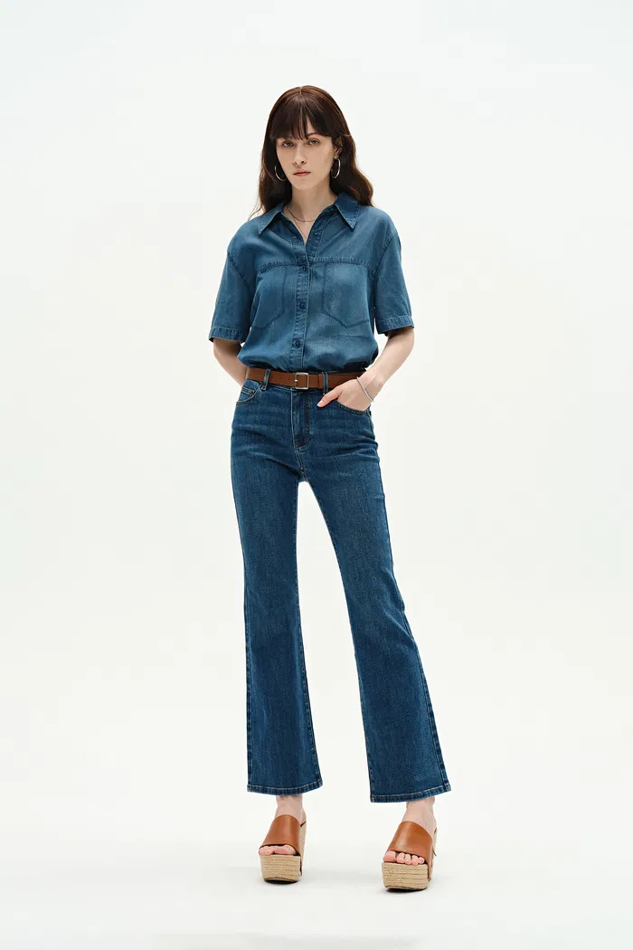 Nora Cropped Flare Jeans in Stretch Denim - Image 6