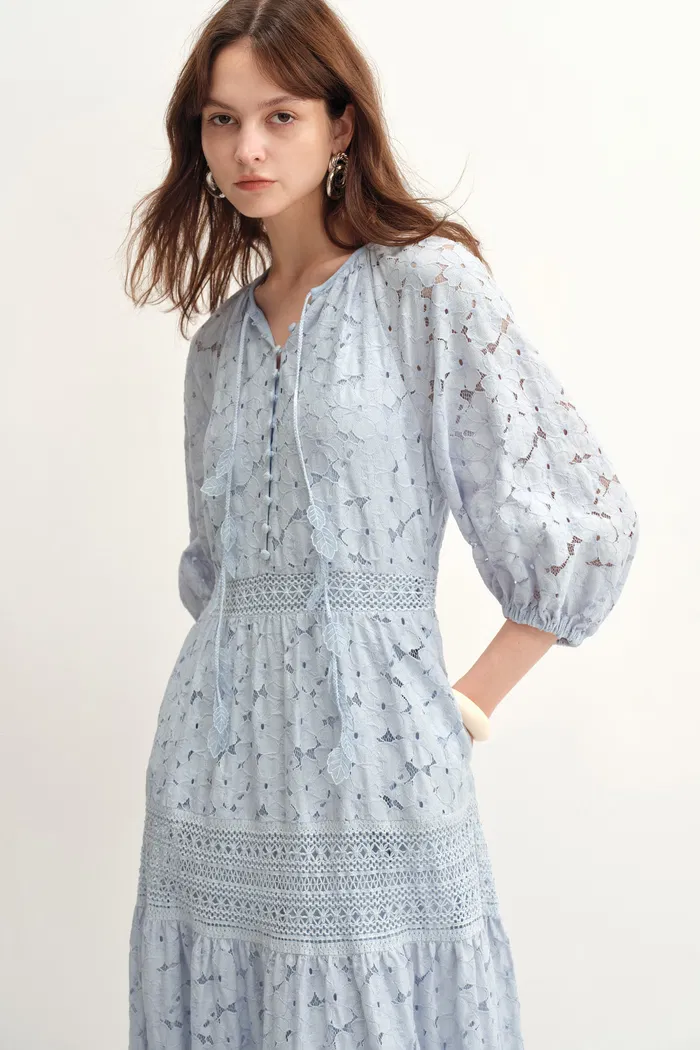 Nora Laced Open Knit Midi Dress - Image 4