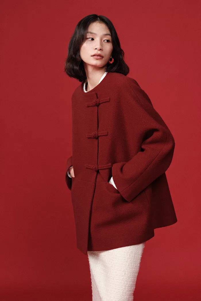 Nova New Oriental Style Coat in Wool Blend - Image 2