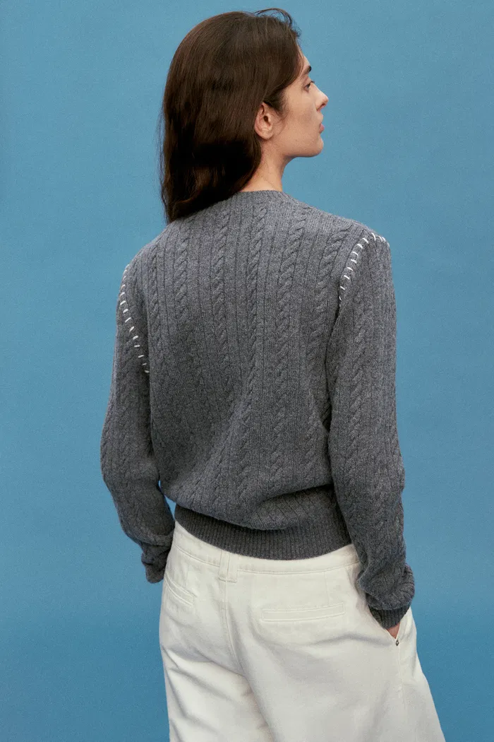 Nova Sweater in Merino-Cashmere Cable Knit - Image 7
