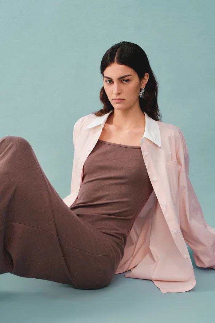 Nyota Contrast Shirt in Cotton Poplin - Image 3