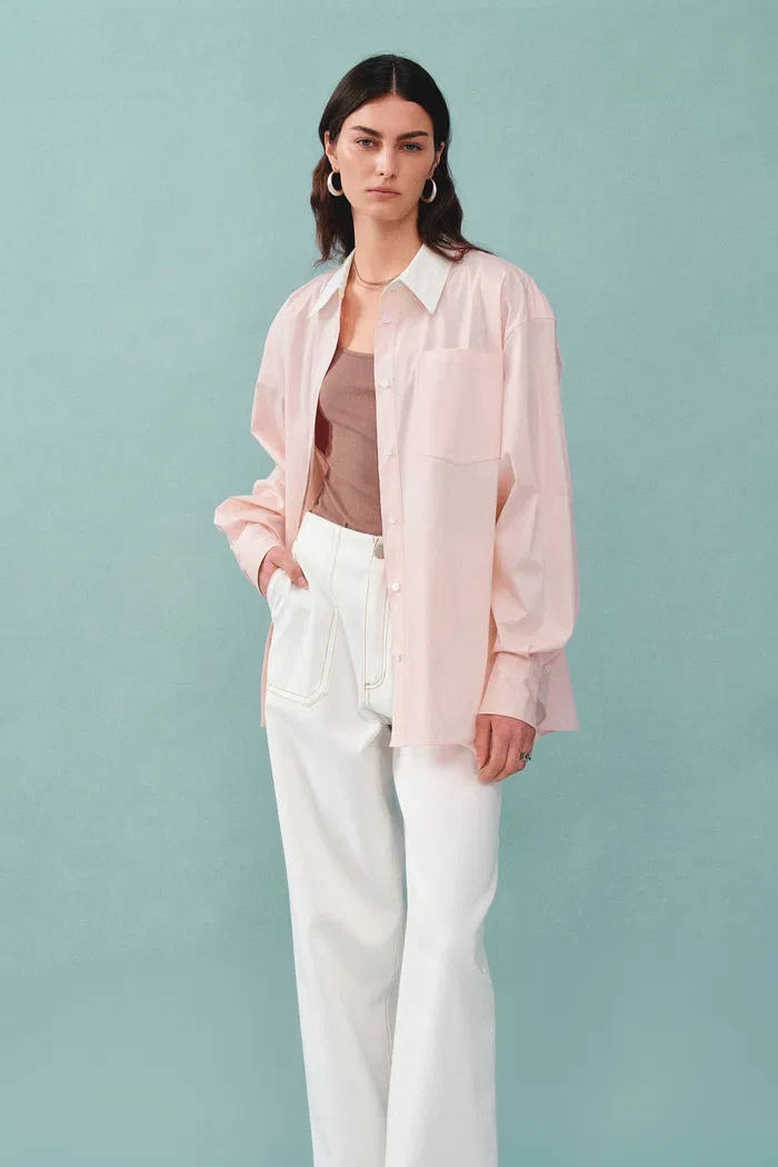 Nyota Contrast Shirt in Cotton Poplin - Image 5