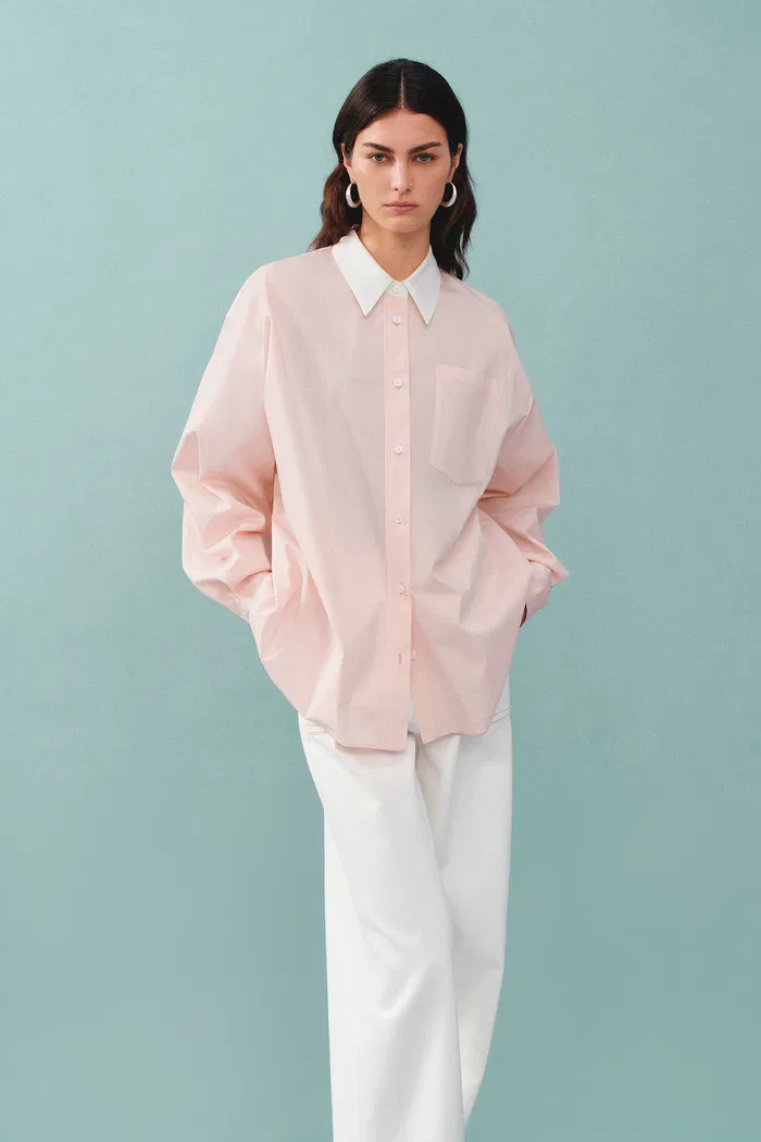 Nyota Contrast Shirt in Cotton Poplin - Image 6