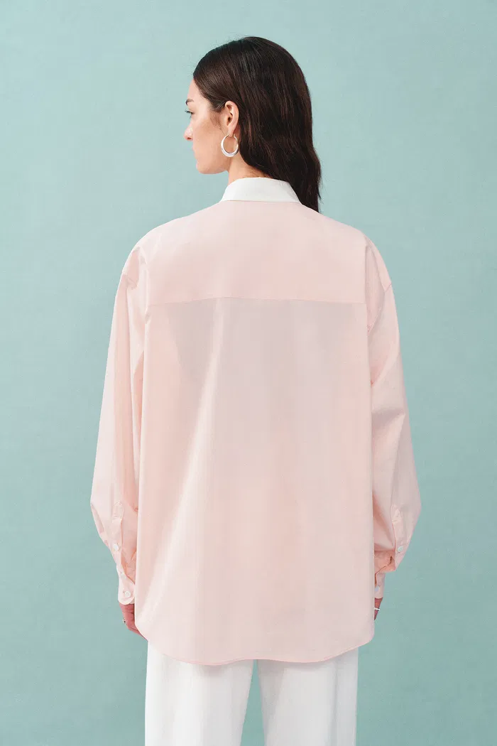 Nyota Contrast Shirt in Cotton Poplin - Image 7