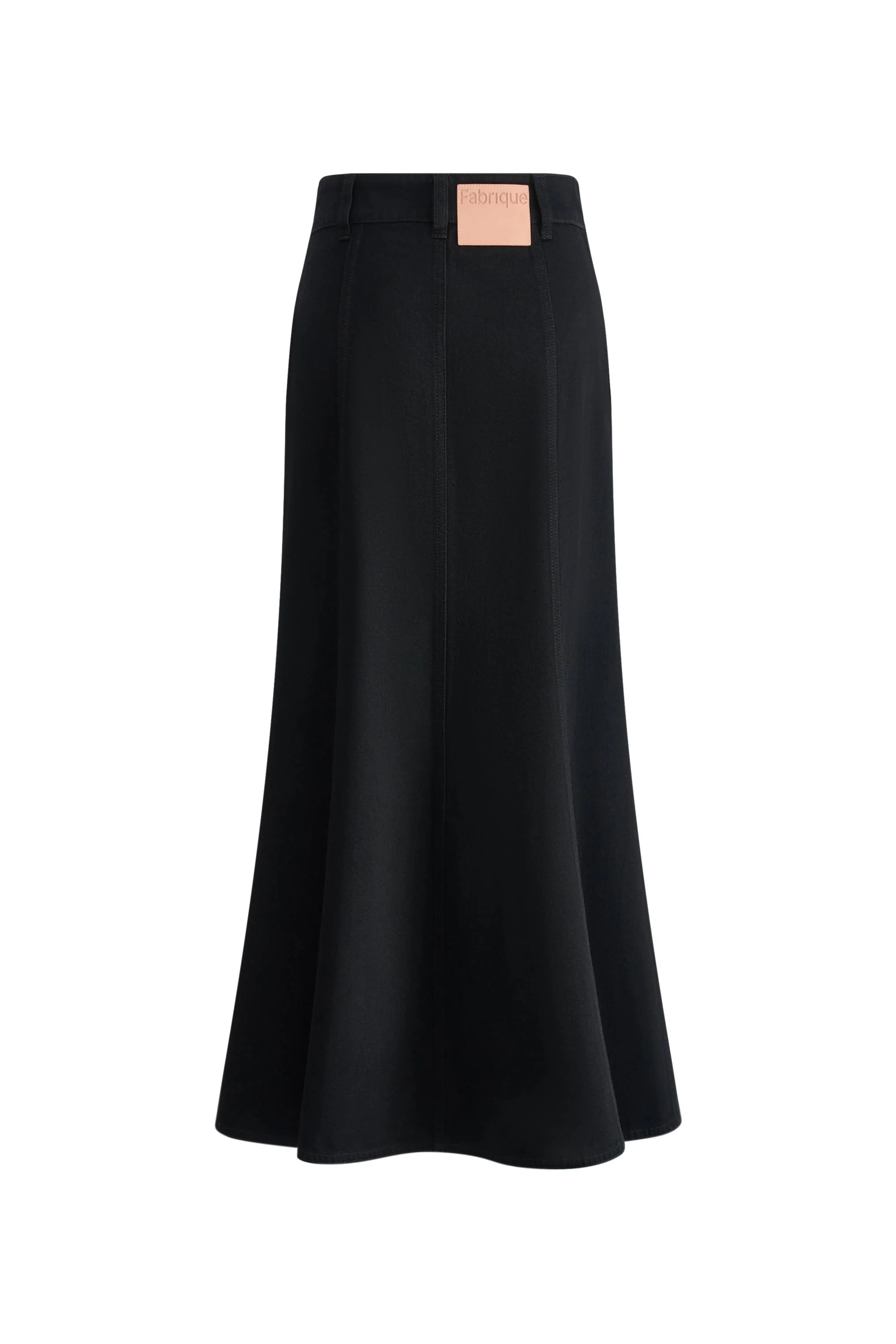Nyssa Flared Midi Skirt in Stretchy Denim - Image 9