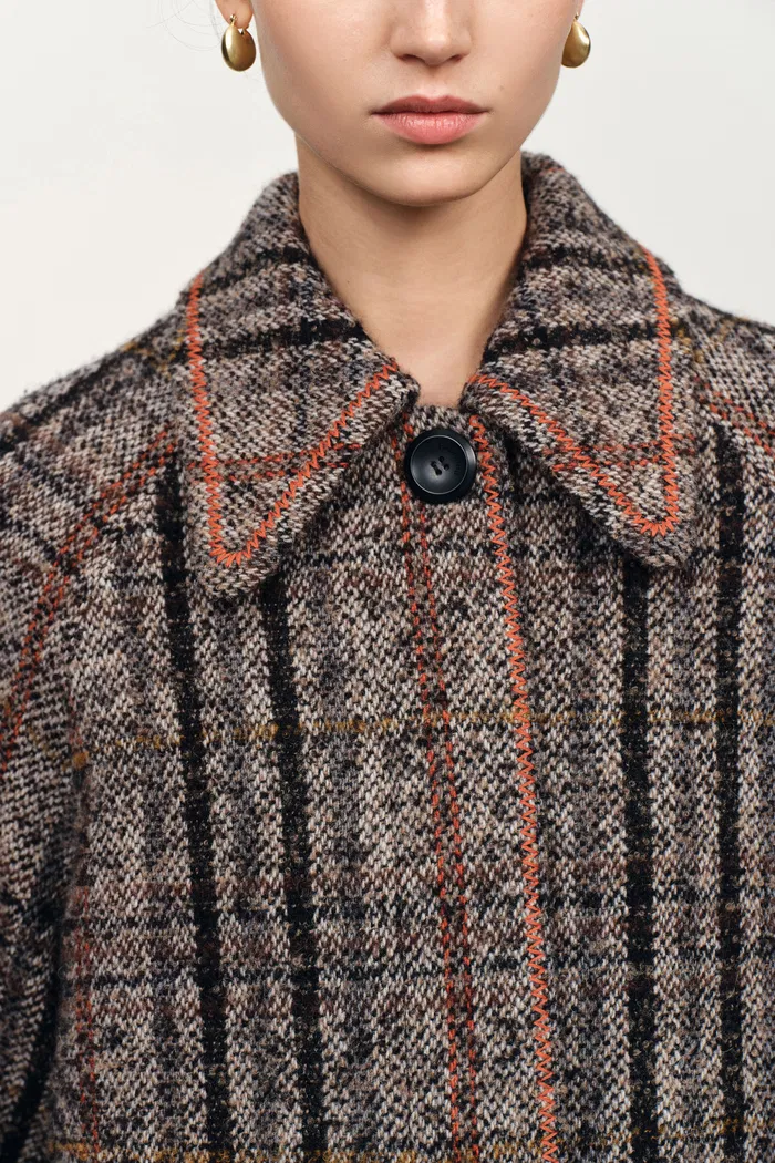 Oakley Check Coat in Merino Wool Tweed - Image 6