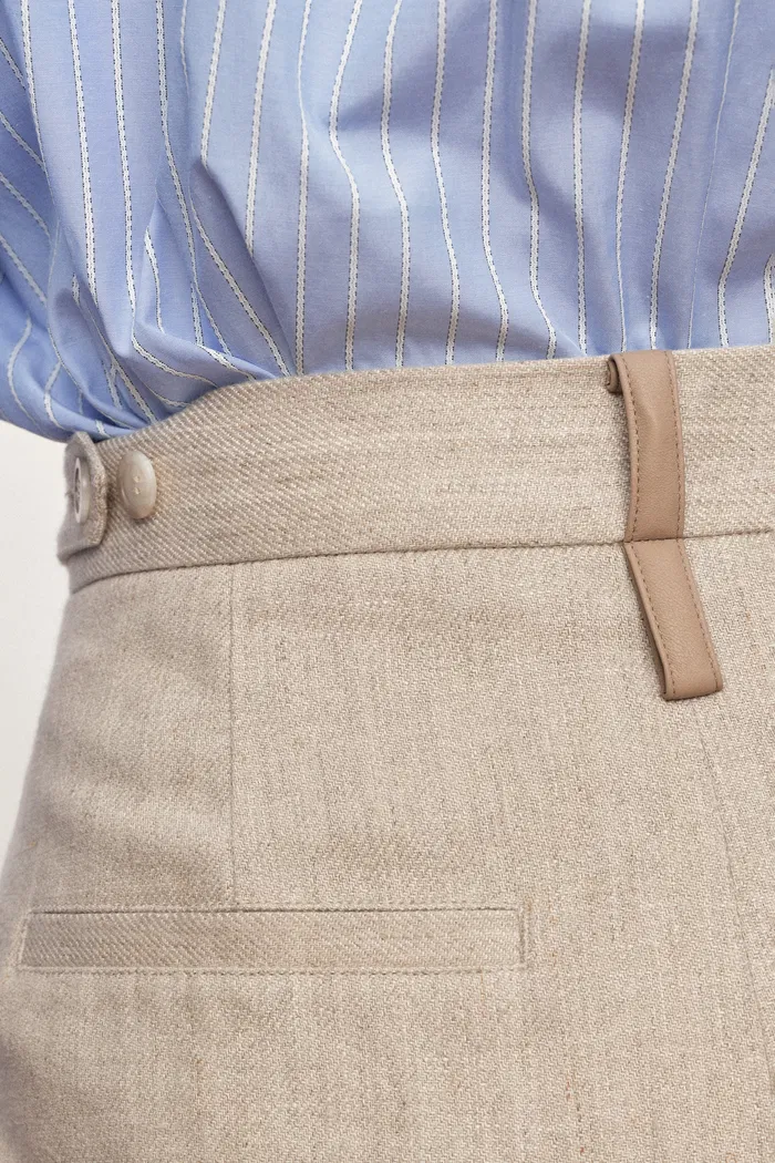Oakley Double Waistband Relaxed-Fit Tailored Trousers in Cotton Linen - Image 6