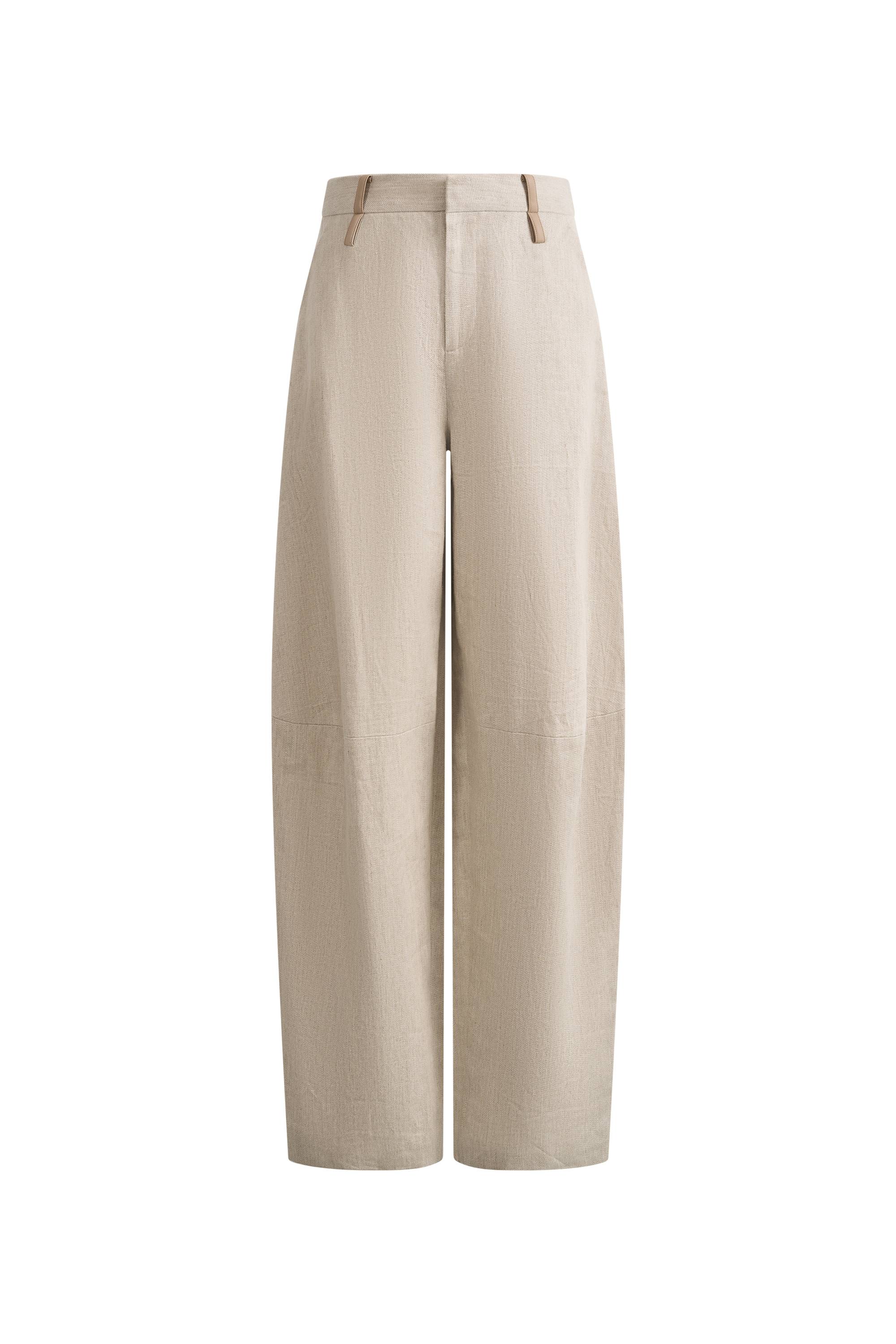 Oakley Double Waistband Relaxed-Fit Tailored Trousers in Cotton Linen - Image 8