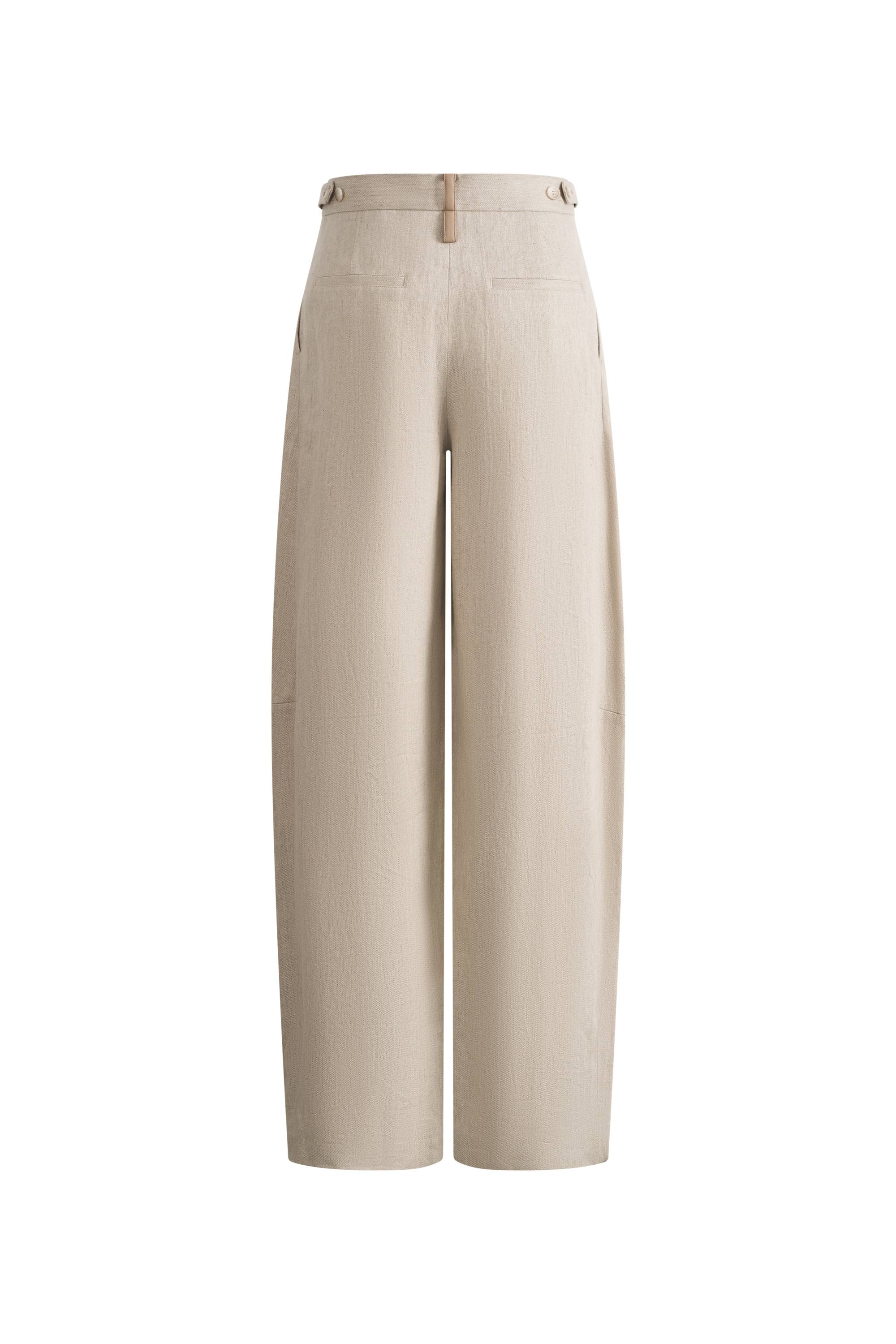Oakley Double Waistband Relaxed-Fit Tailored Trousers in Cotton Linen - Image 9