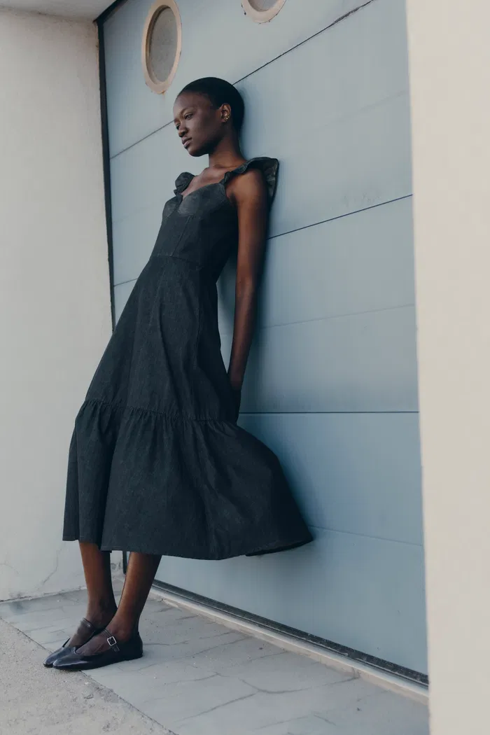 Ocean Dress in Washed Cotton Denim - Image 2
