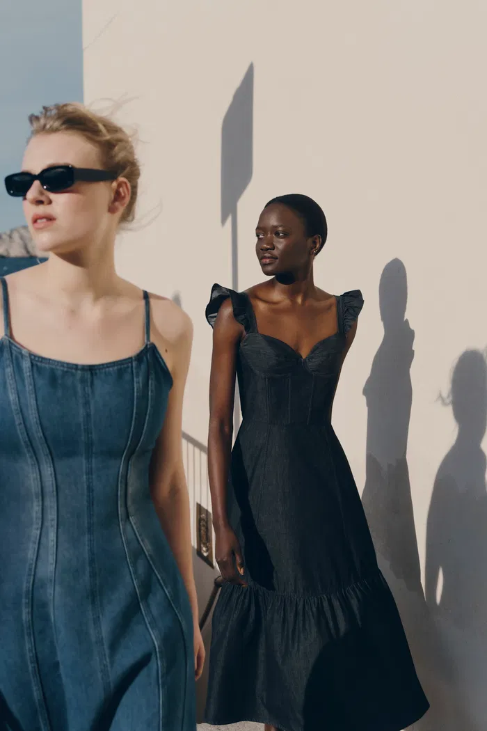 Ocean Dress in Washed Cotton Denim - Image 3