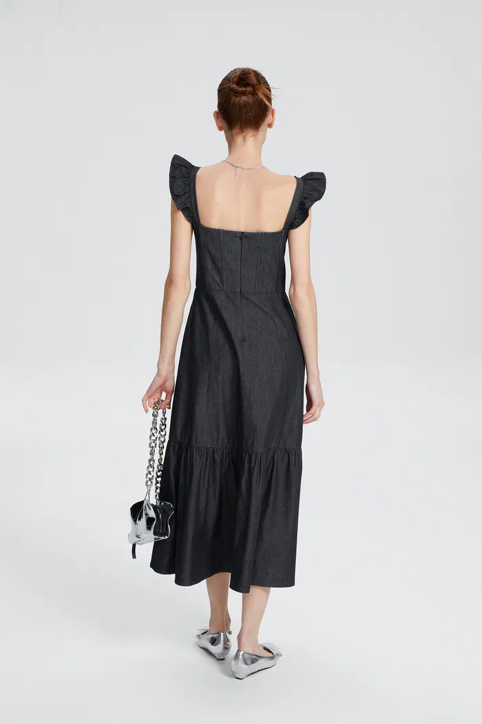 Ocean Dress in Washed Cotton Denim - Image 5