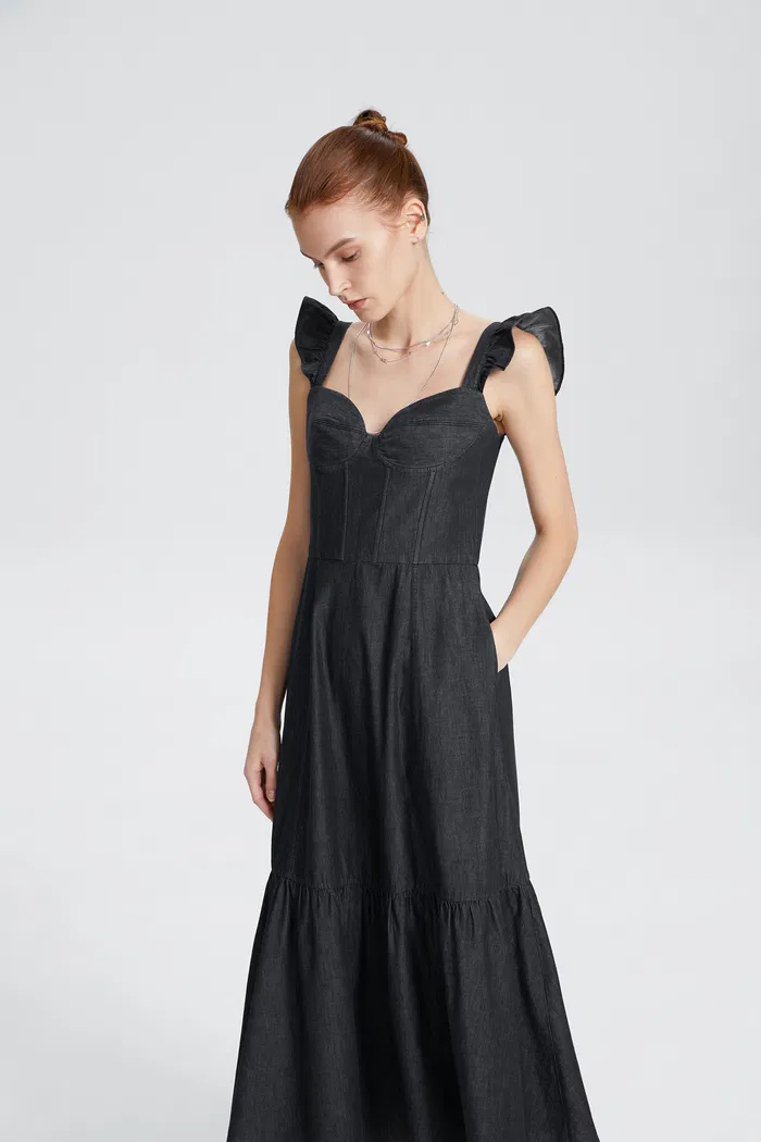 Ocean Dress in Washed Cotton Denim - Image 7