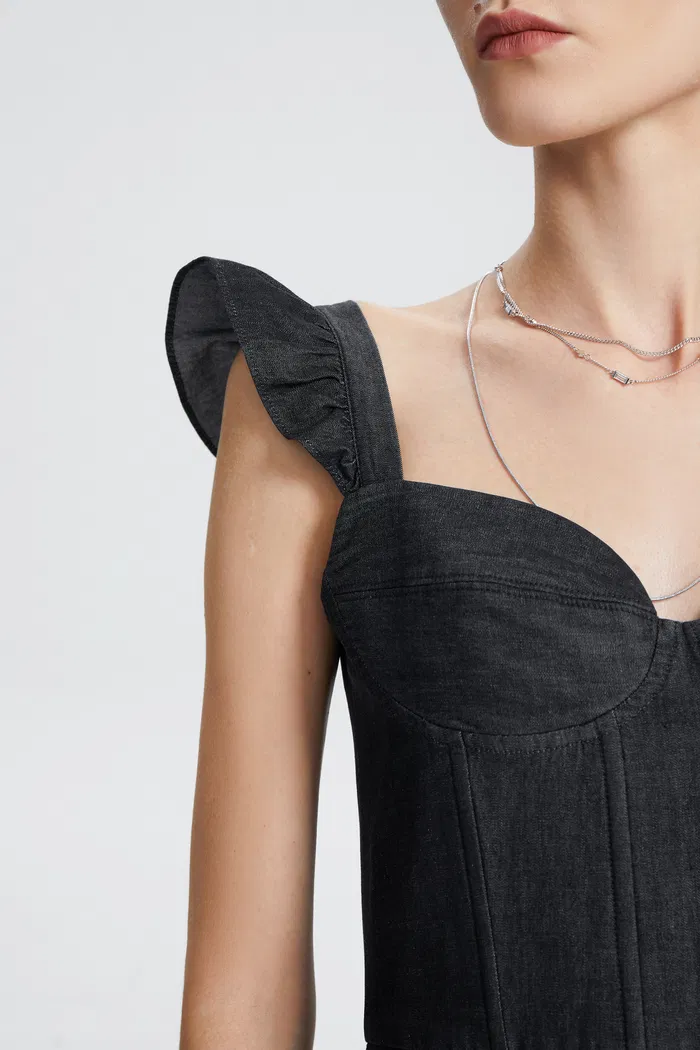 Ocean Dress in Washed Cotton Denim - Image 8