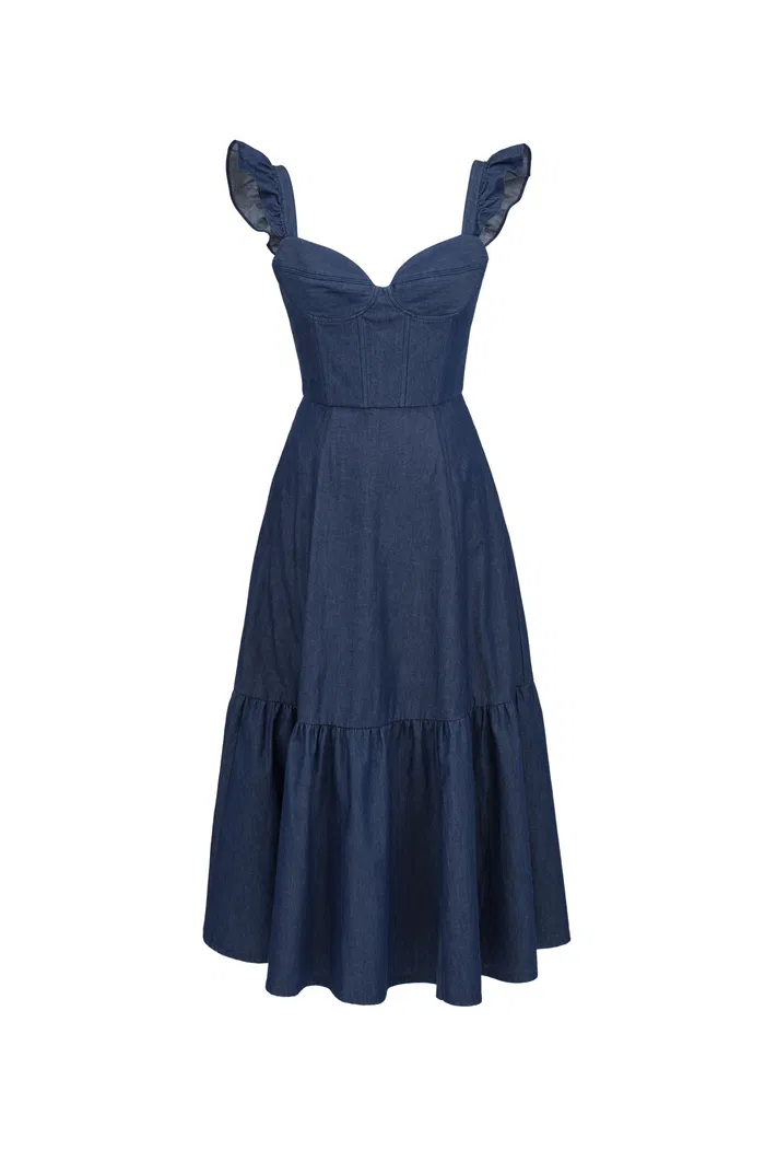Ocean Dress in Washed Cotton Denim - Image 10