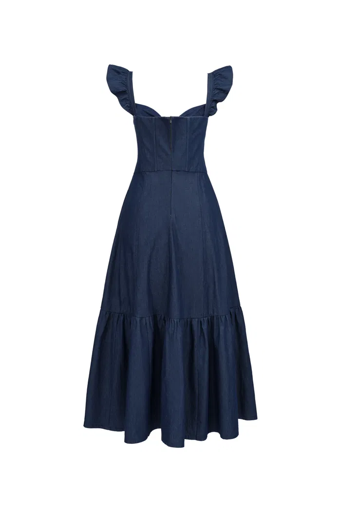 Ocean Dress in Washed Cotton Denim - Image 11