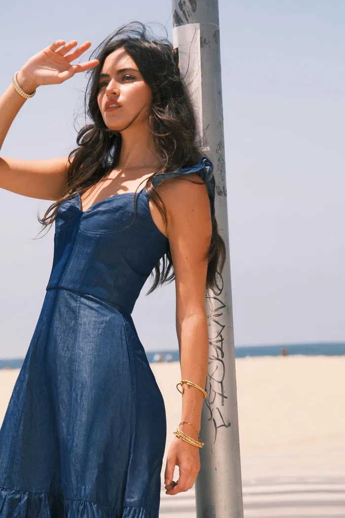 Ocean Dress in Washed Cotton Denim - Image 3