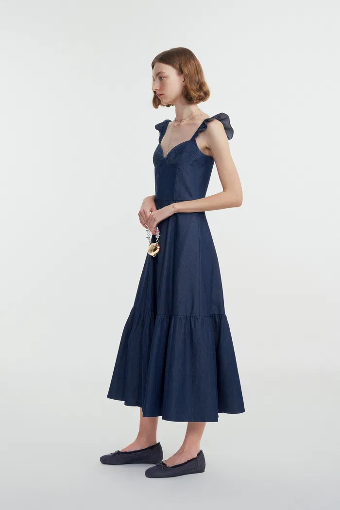 Ocean Dress in Washed Cotton Denim - Image 4