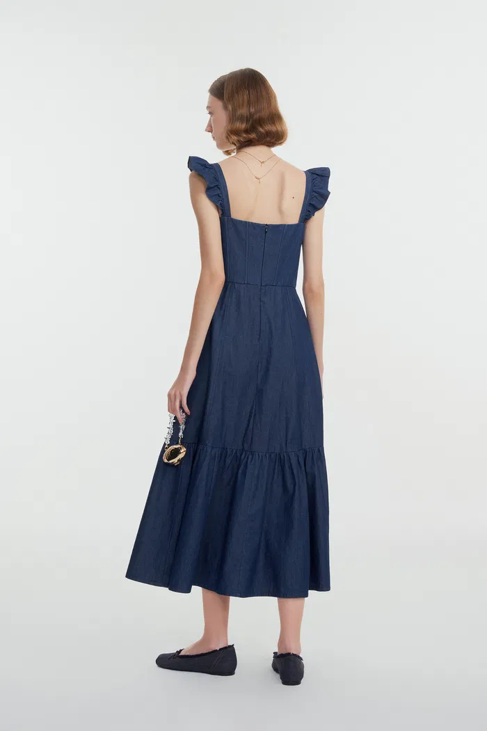 Ocean Dress in Washed Cotton Denim - Image 5