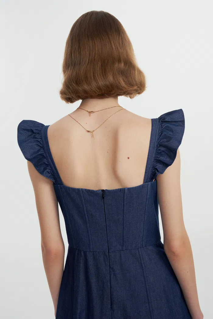 Ocean Dress in Washed Cotton Denim - Image 7