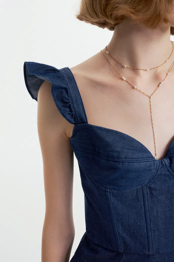 Ocean Dress in Washed Cotton Denim - Image 8