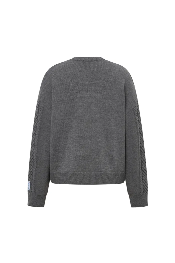 Olivia Floral Cable Cardigan in Merino Wool Cable Knit - Image 11