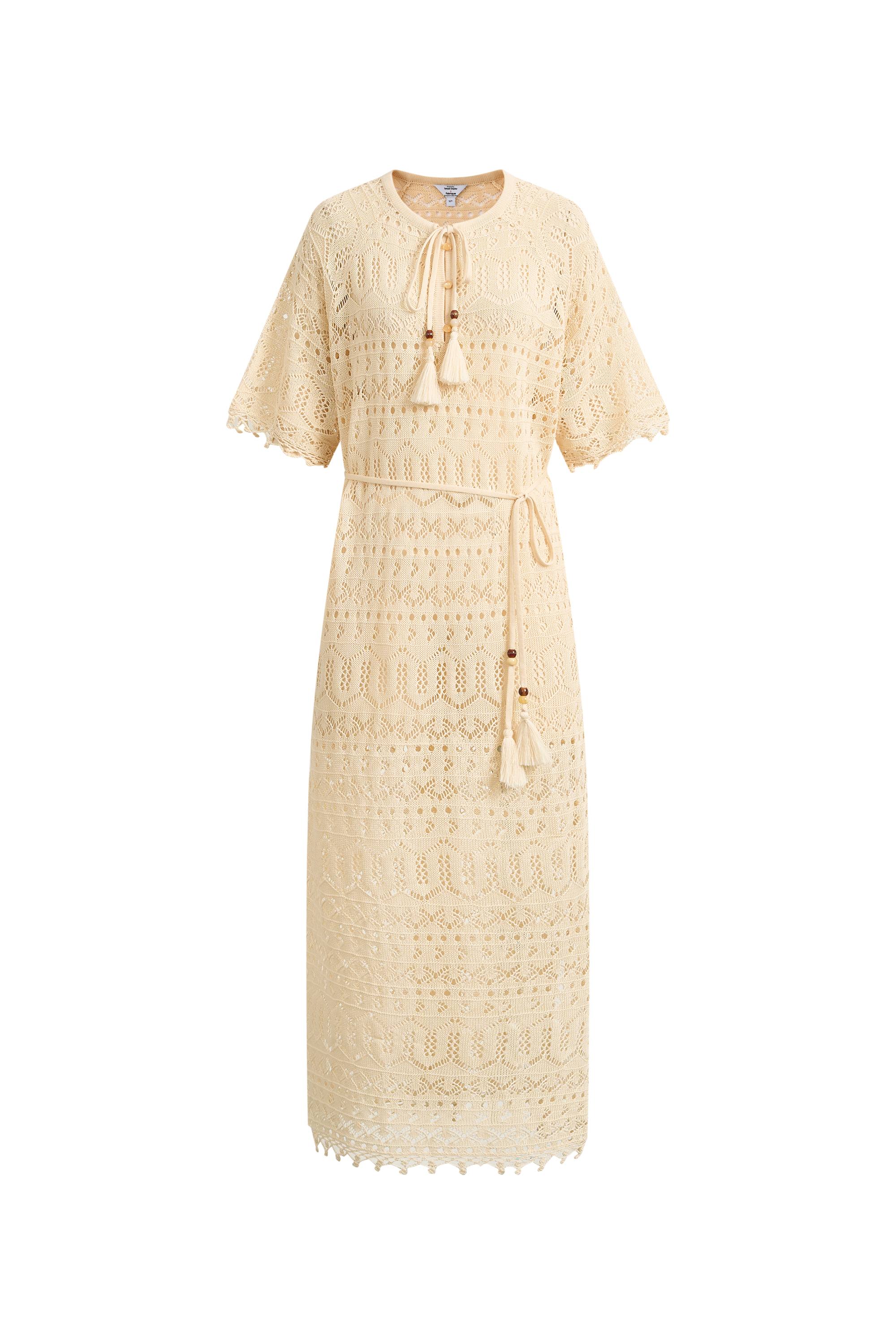 Ondina Handmade Lace Open-Knit Vacation Dress in Linen Blend Crochet - Image 10