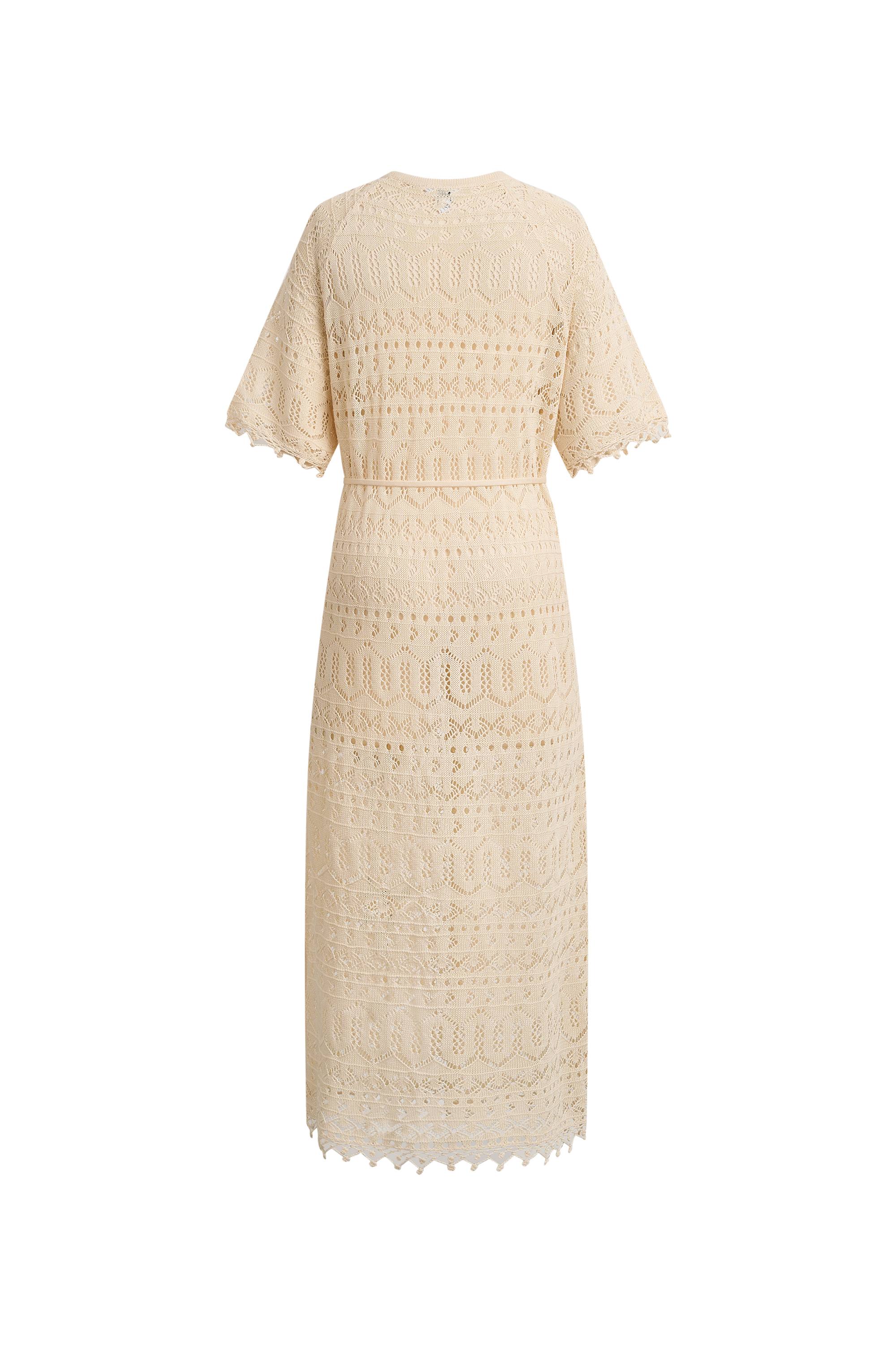 Ondina Handmade Lace Open-Knit Vacation Dress in Linen Blend Crochet - Image 11