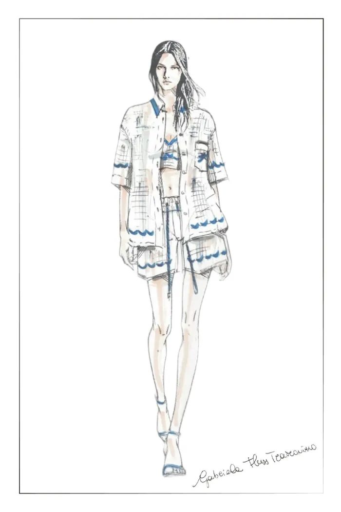 Oriel Palm Handworked Embroidery Buttoned Cardigan and Shorts Set in Linen Blend Knit - Image 8