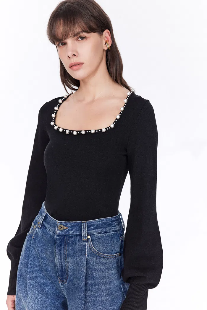 Orion Blouse in Wool Blend Knit - Image 2