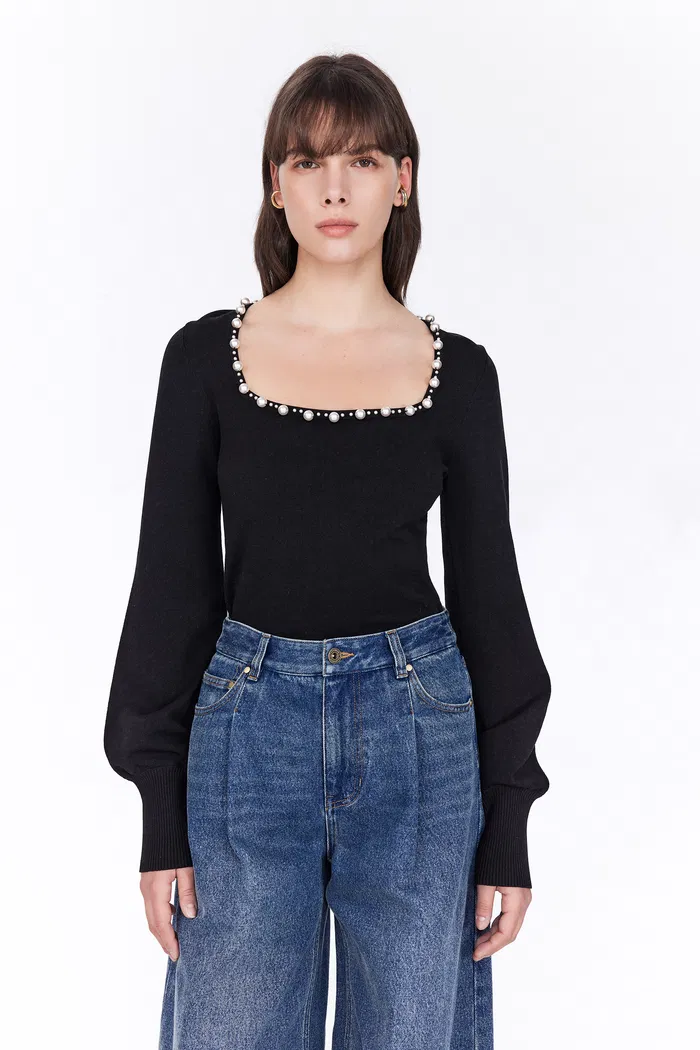 Orion Blouse in Wool Blend Knit - Image 3