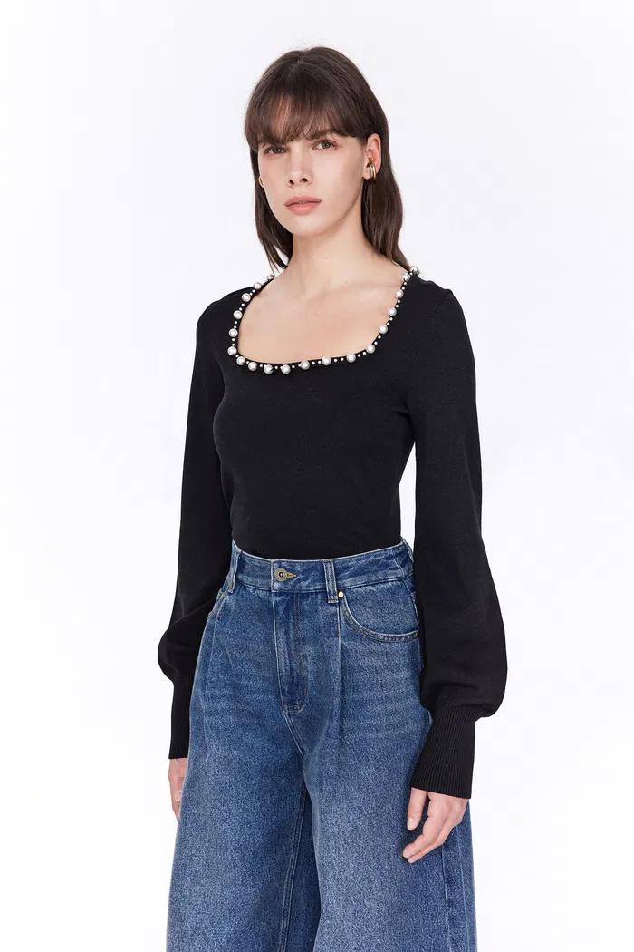 Orion Blouse in Wool Blend Knit - Image 4