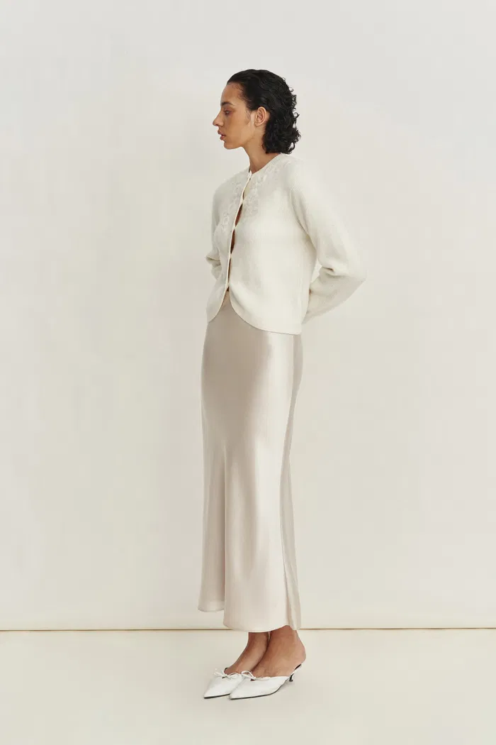 Otelie Hand Embroidered Extended Cardigan in Baby Alpaca-Merino Wool Knit - Image 3