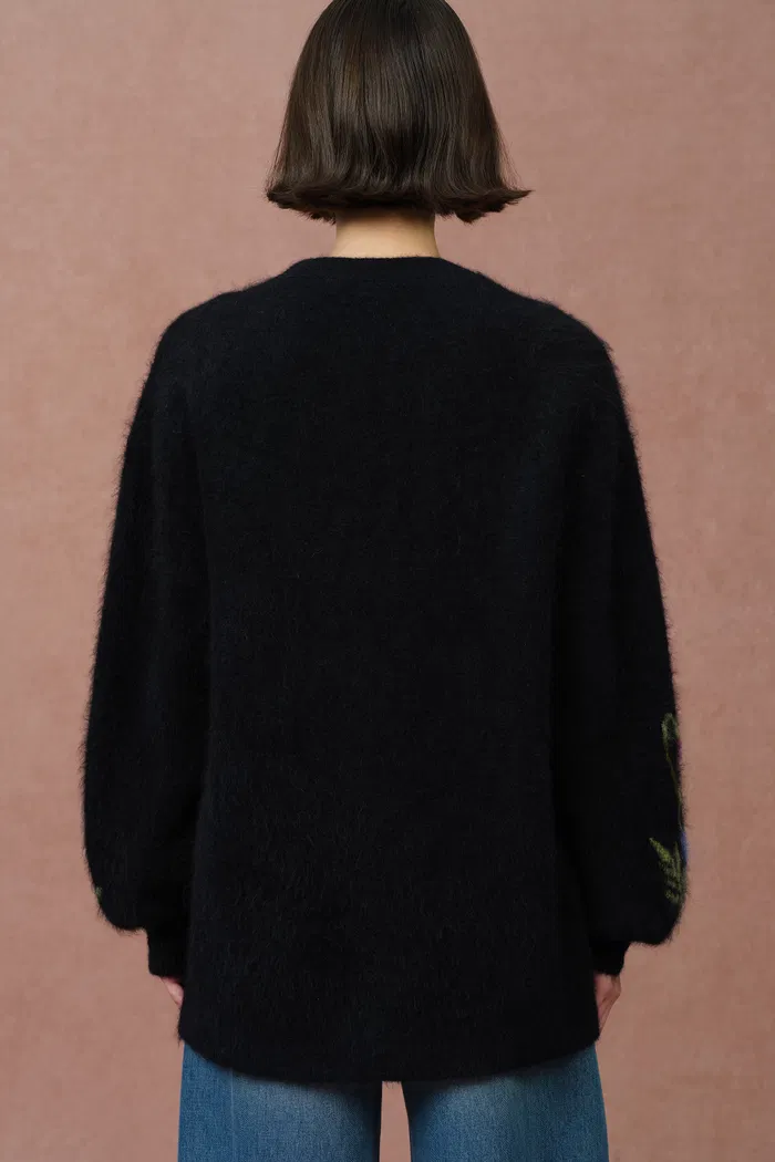 Papaver 3D Floral Embroidered Cardigan in Alpaca Blend Knit - Image 7