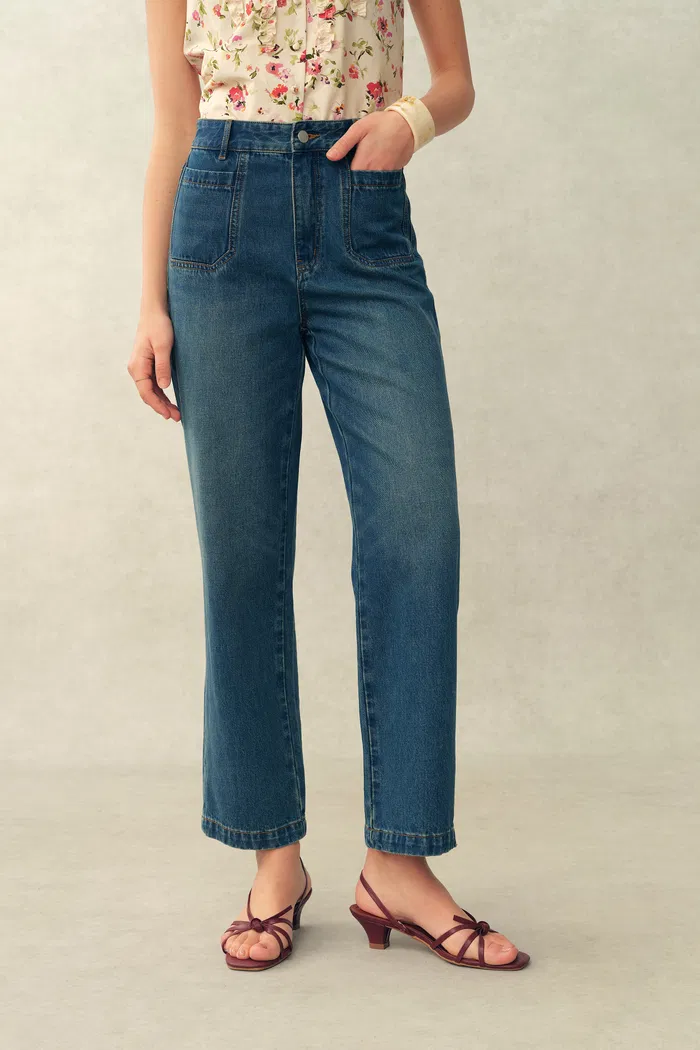 Paz Crop Jeans in Cotton Denim