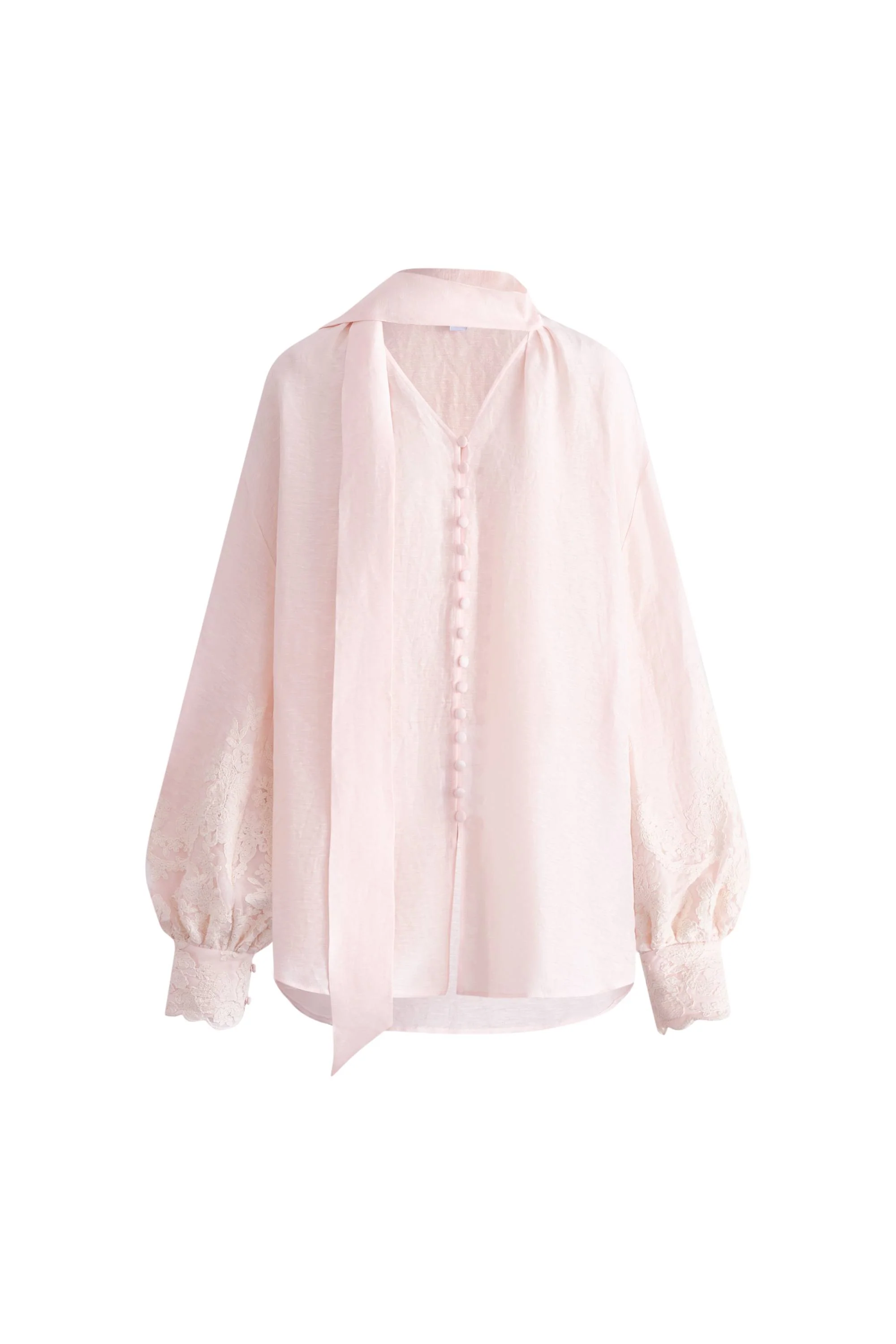 Paz Pink Embroidered Blouse in Silk-Linen Blend - Image 10