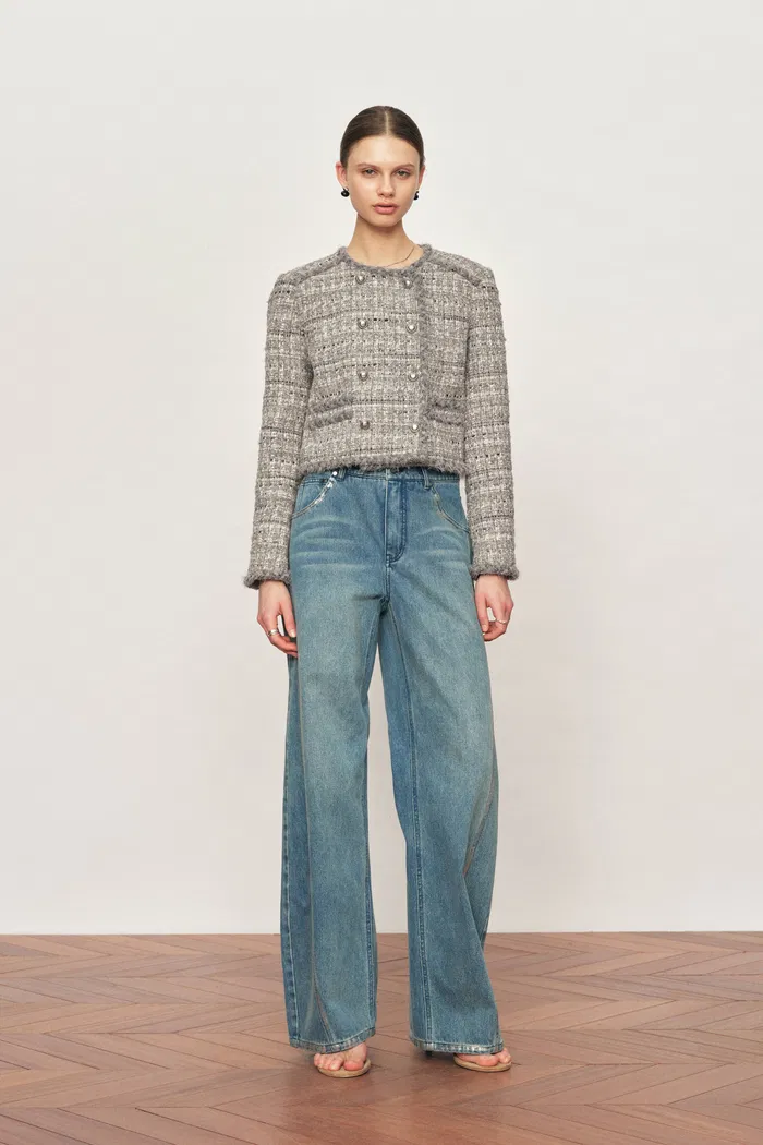 Pensée Double-Breasted Jacket in Lurex Tweed