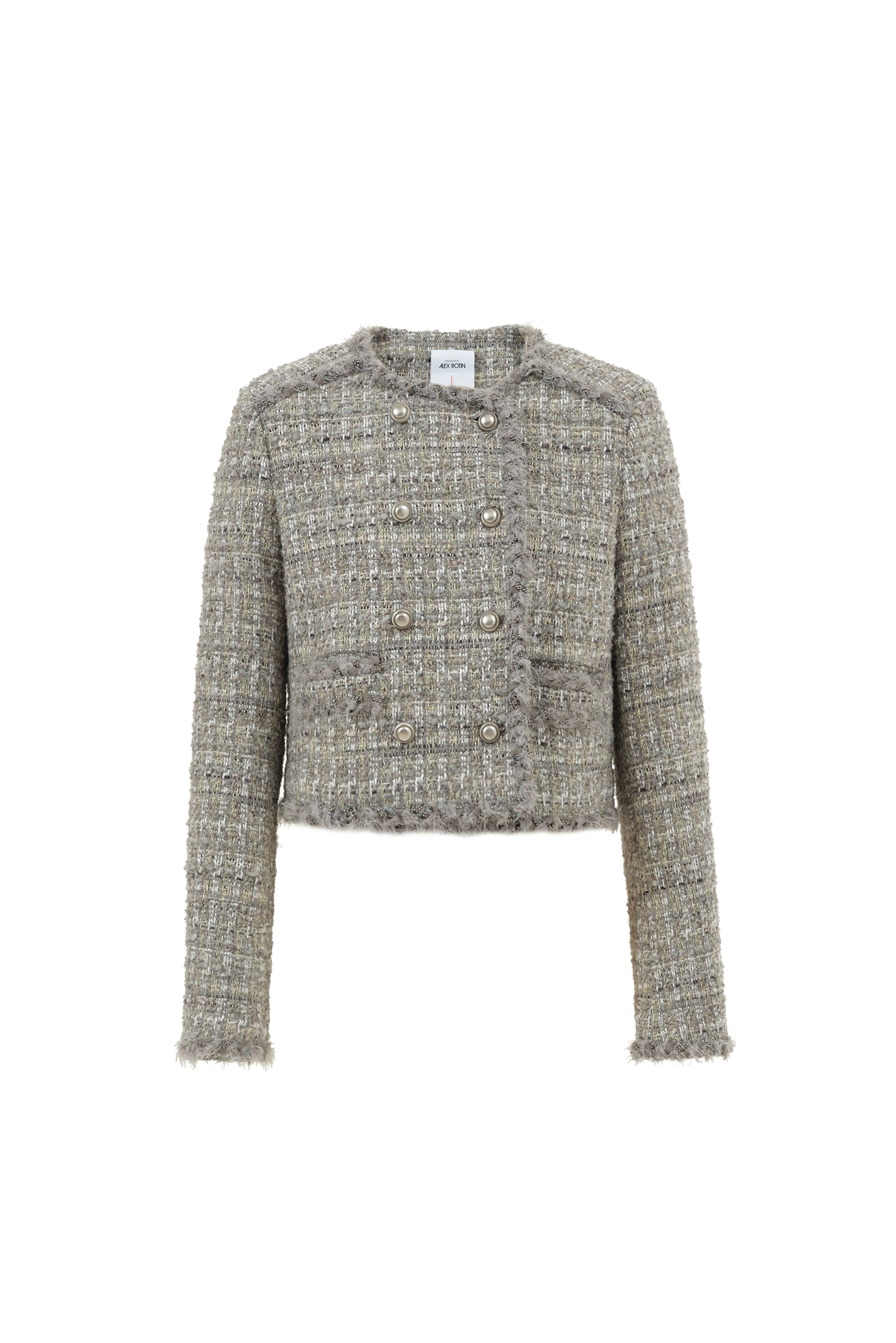Pensée Double-Breasted Jacket in Lurex Tweed - Image 11