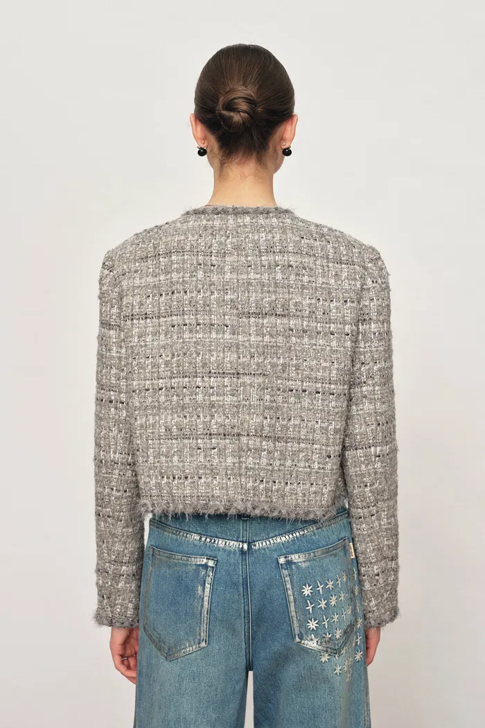 Pensée Double-Breasted Jacket in Lurex Tweed - Image 6