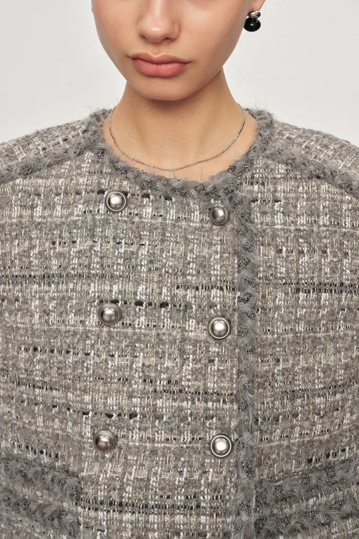 Pensée Double-Breasted Jacket in Lurex Tweed - Image 7