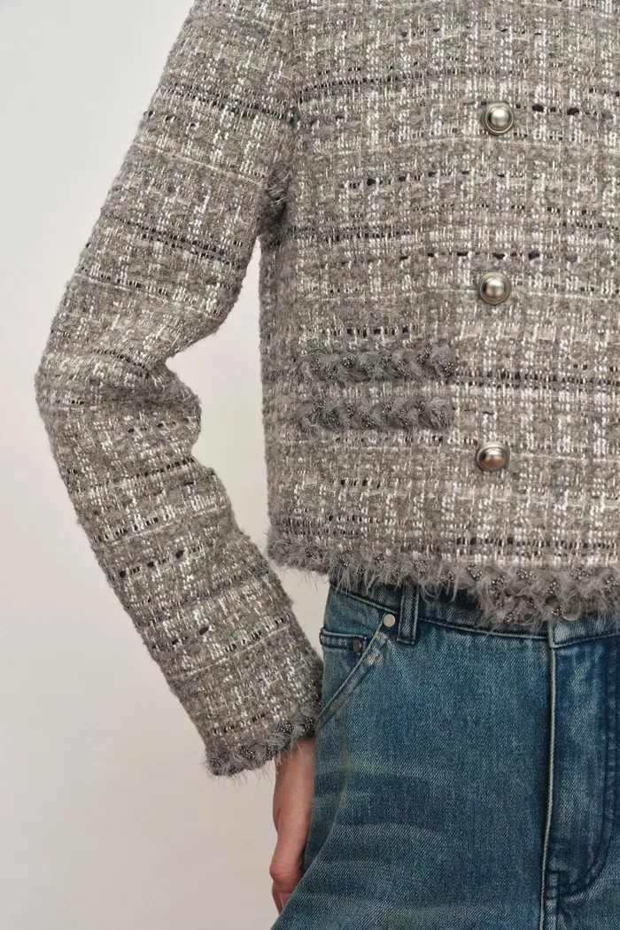 Pensée Double-Breasted Jacket in Lurex Tweed - Image 8