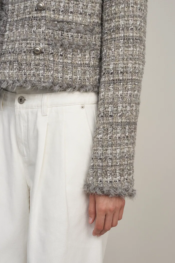 Pensée Double-Breasted Jacket in Lurex Tweed - Image 9