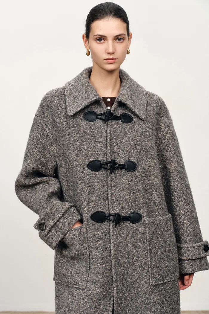 Pentlow Convertible Hood Duffle Coat in Merino Wool Knit - Image 2