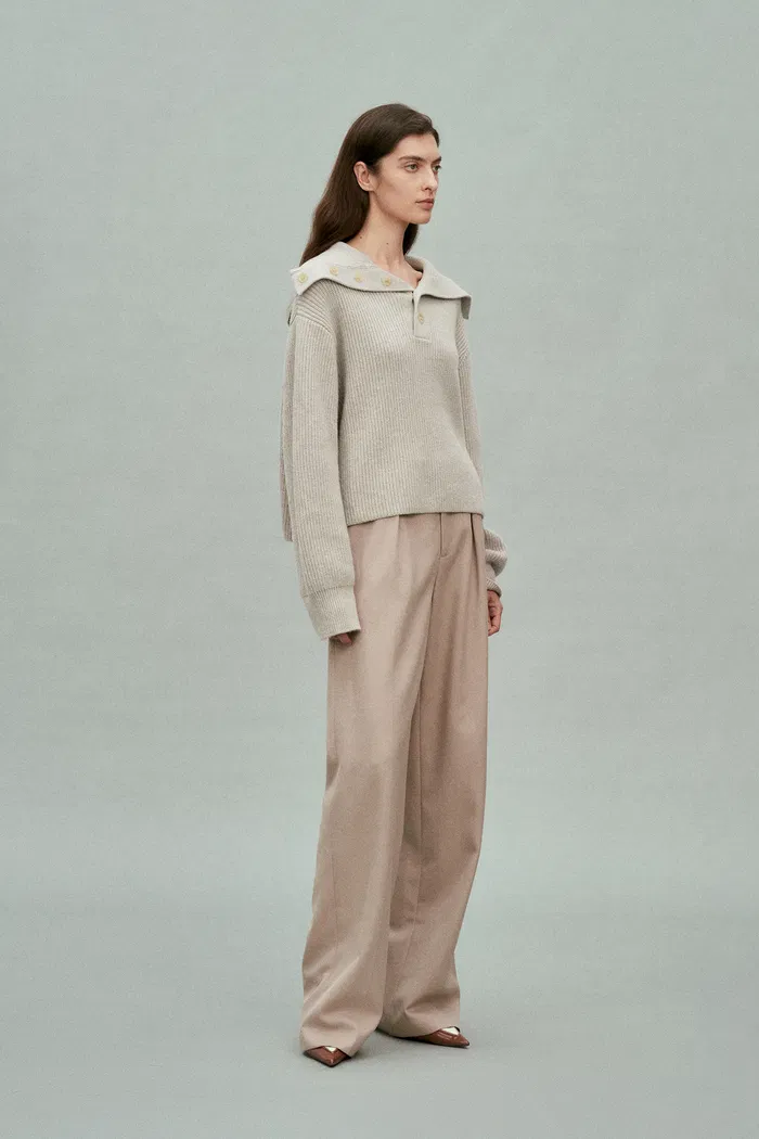 Perina Oversized Turtleneck Sweater in Wool-Cotton Blend Knit - Image 3