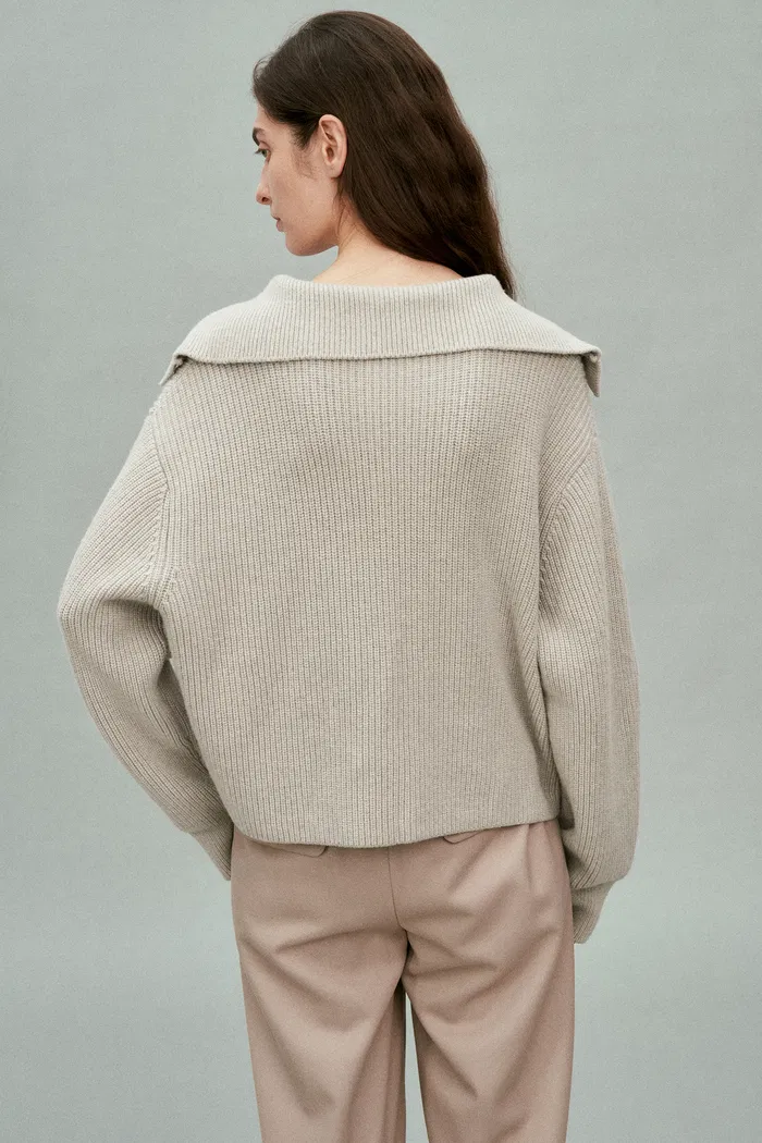 Perina Oversized Turtleneck Sweater in Wool-Cotton Blend Knit - Image 8