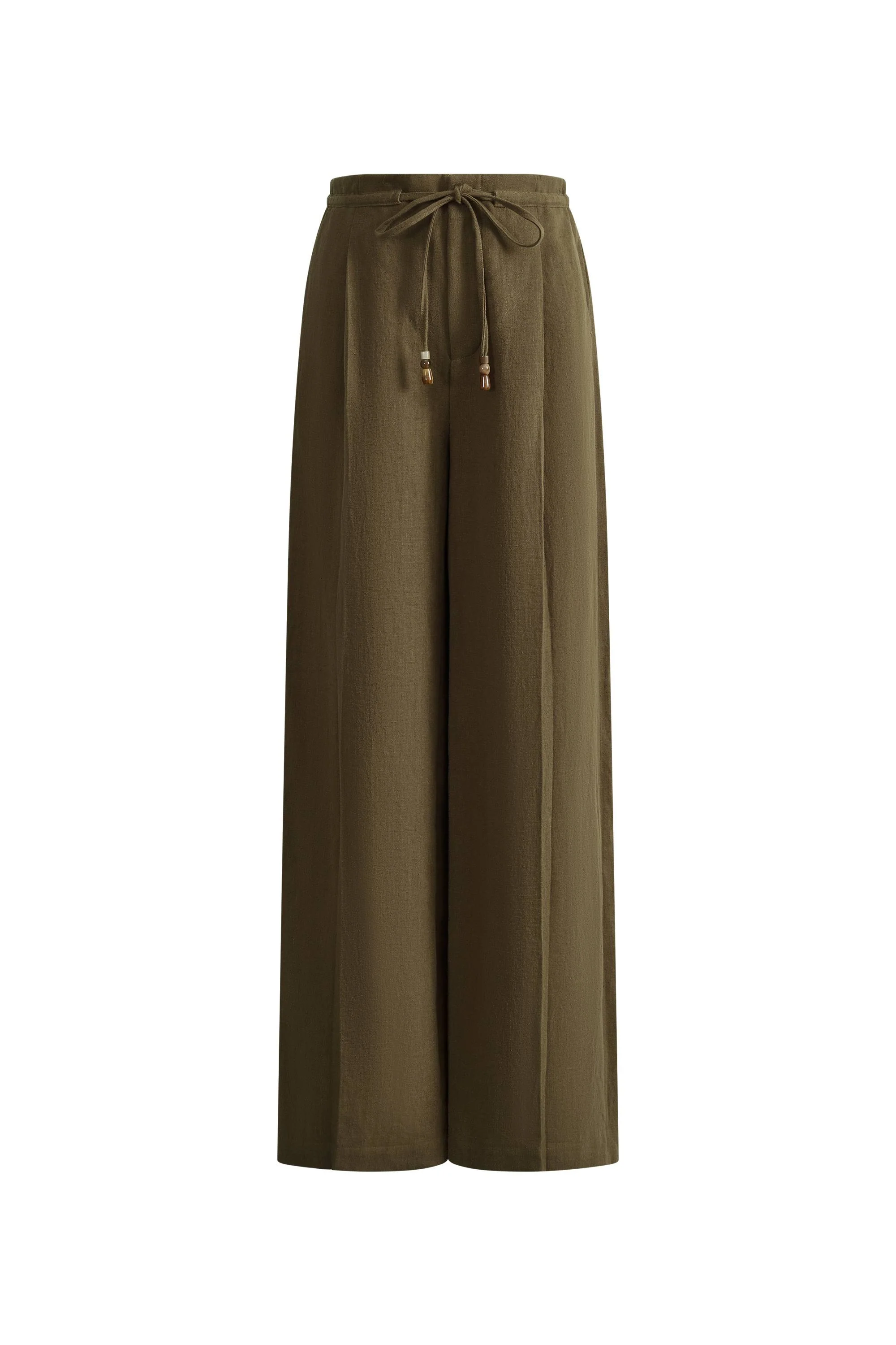 Perla Beaded Drawstring Wide Leg Pants in Hemp - Image 6