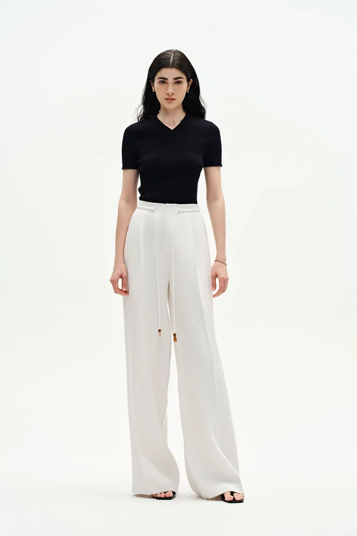 Perla Drawstring Casual Pants in Hemp - Image 2
